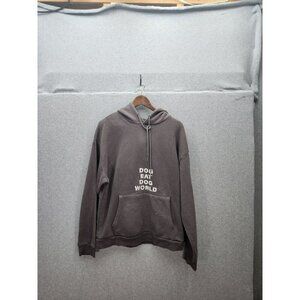 Forever 21 Mens Hoodie "Dog Eat Dog World" Graphic Charcoal Gray Size L